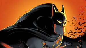 Black Batman Orange Sky Animated Desktop Wallpaper