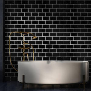Black Brick Wall In Bathroom Wallpaper