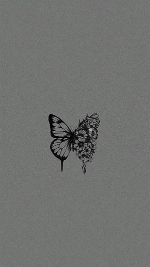 Black Butterfly With Flowers On Wings Wallpaper