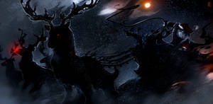 Black Christmas Reindeers Wallpaper