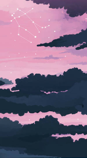 Black Clouds Pink Sky Tumblr Aesthetic Wallpaper