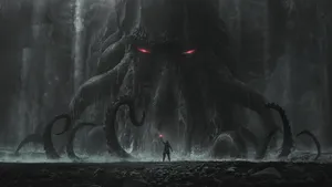 Black Cthulhu Beach Art Wallpaper