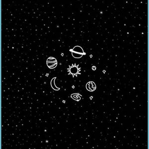 Black Cute Girly Solar System Wallpaper