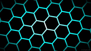 Black Cyan Hexagon Pattern Wallpaper
