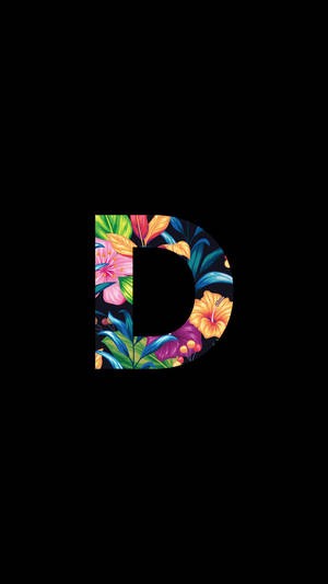 Black Floral Letter D Wallpaper