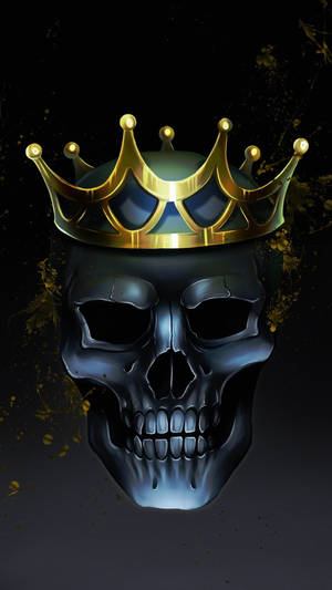 Black Gangster Skull With Crown Wallpaper