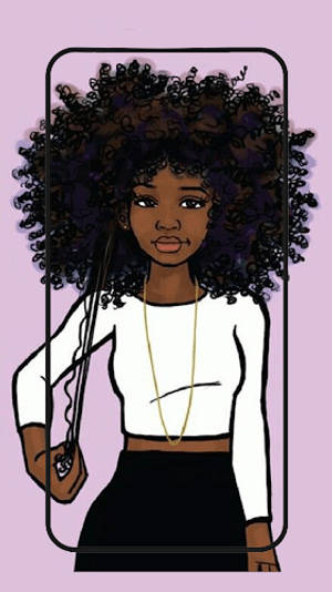 Black Girl Cartoon Preppy Wallpaper