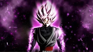 Black Goku Purple Lights Wallpaper