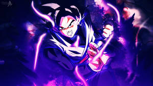 Black Goku With Dark Violet Aura Wallpaper