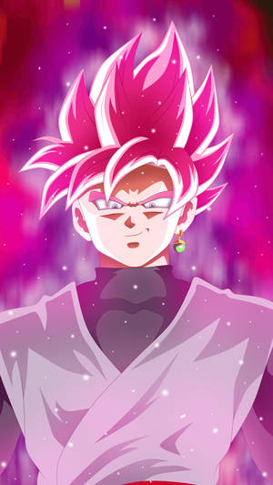 Black Goku With Glowing Pink Hair Wallpaper