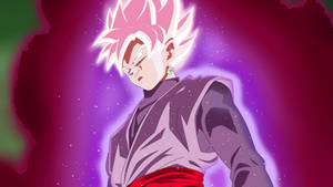 Black Goku With Pink Glittered Aura Wallpaper