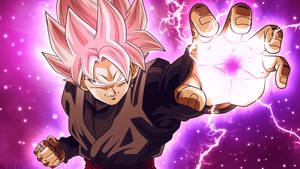 Black Goku With Pink Lightning Effect Wallpaper