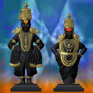 Black Gold Lord Pandurang And Rukmini Statues Wallpaper