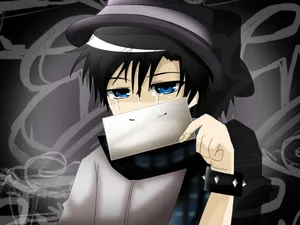 Black Hat Character Crying Fake Smile Wallpaper