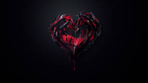 Black Heart With Red Liquid Wallpaper