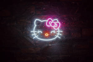 Black Hello Kitty In Neon Lights Wallpaper