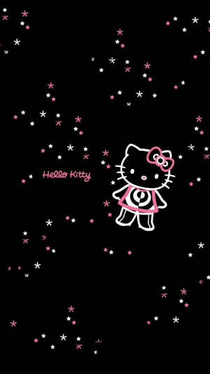 Black Hello Kitty With Stars Wallpaper