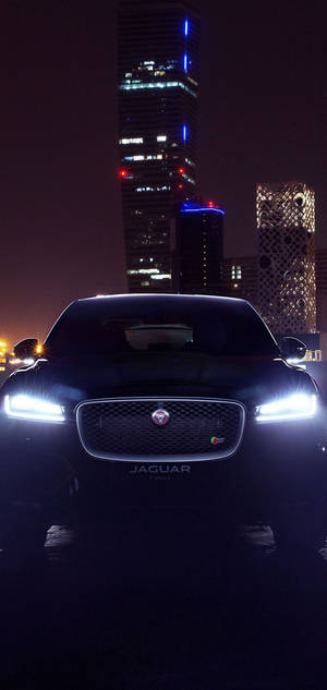 Black Jaguar Car At Night Wallpaper