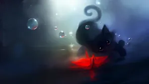 Black Kitten Hd Cartoon Wallpaper