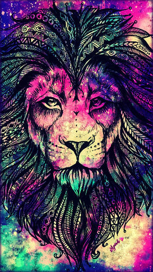 Black Lion Galaxy Art Wallpaper