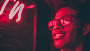 Black Man Neon Smile Wallpaper