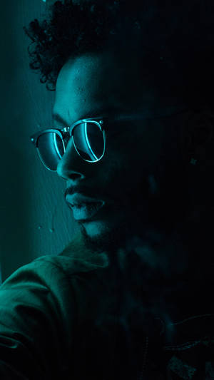 Black Man With Neon Blue Iphone Wallpaper