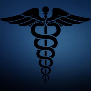 Black Medical Caduceus In Blue Wallpaper