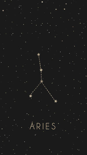Black Minimalist Aries Star Constellation Sign Wallpaper