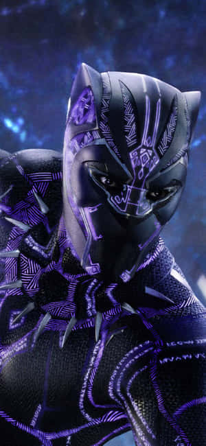 Black Panther Hero In Violet Wallpaper