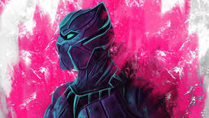 Black Panther Superhero Pink Background Fan Art Wallpaper