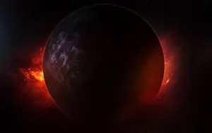 Black Planet In Red Cosmos Wallpaper