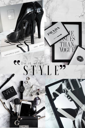 Black Prada Fashion Collage Wallpaper