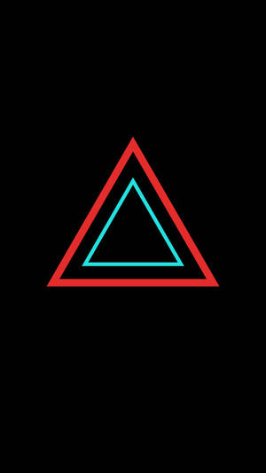 Black Pyramid Neon Red Blue Light Wallpaper