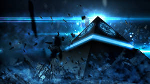 Black Pyramid With Blue Logo Wallpaper