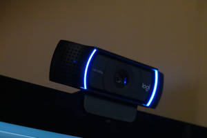 Black Rectangle Webcam With Blue Light Wallpaper