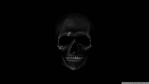 Black Skull In Cool Black Background Wallpaper
