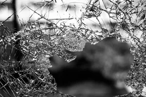 Black White Broken Screen Hole Wallpaper