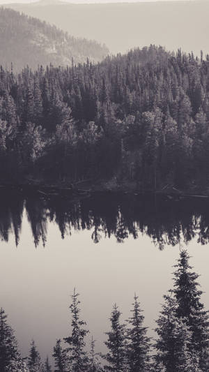 Black White Iphone Canada Lake Wallpaper