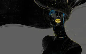 Black Woman With Gold Lips Digital Art Wallpaper