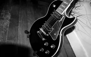Blackand White Electric Guitar Wallpaper