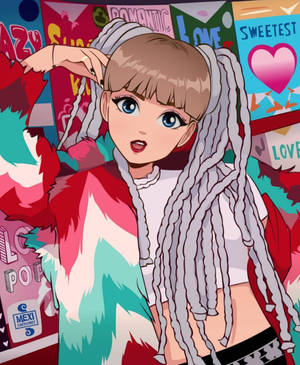 Blackpink Anime Version Of Lisa In Ktl Wallpaper