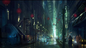 Blade Runner Cyberpunk City Street Wallpaper