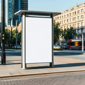 Blank Bus Stop Billboard Mockup Wallpaper