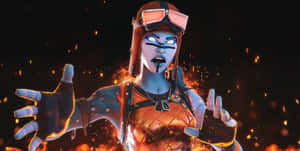 Blaze Fortnite Outfit Surrounded By Embers Wallpaper