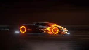 Blazing Lamborghini Nighttime Speed Wallpaper