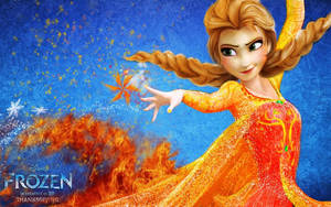 Blazing Orange Elsa Frozen 2 Wallpaper