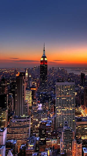 Blazing Sunset In New York Iphone Wallpaper