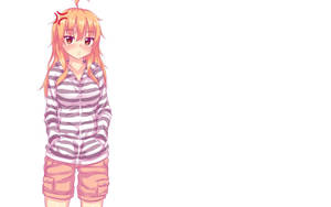 Blonde Anime Girl Hoodie In Stripes Wallpaper