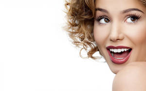 Blonde Curly Woman Face Wallpaper