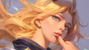 Blonde Fantasy Character Gazing Wallpaper